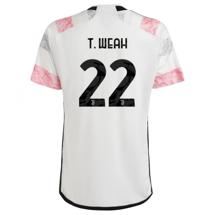 Miesten Timothy Weah #22 Valkoinen Pinkki Vieraspaita 2023/24 Lyhythihainen Paita T-Paita