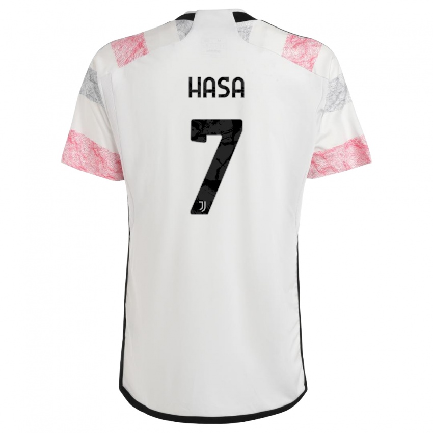Miesten Luis Hasa #7 Valkoinen Pinkki Vieraspaita 2023/24 Lyhythihainen Paita T-Paita