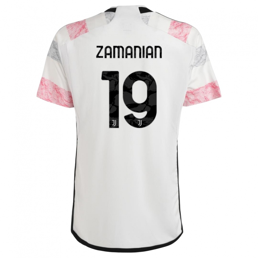 Miesten Annahita Zamanian #19 Valkoinen Pinkki Vieraspaita 2023/24 Lyhythihainen Paita T-Paita