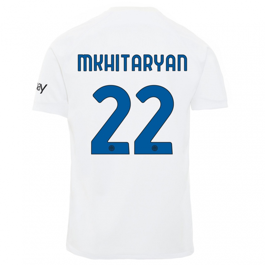 Miesten Henrikh Mkhitaryan #22 Valkoinen Vieraspaita 2023/24 Lyhythihainen Paita T-Paita