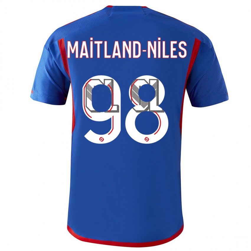 Miesten Ainsley Maitland-Niles #98 Sininen Punainen Vieraspaita 2023/24 Lyhythihainen Paita T-Paita
