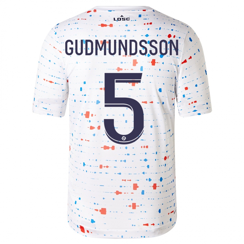 Miesten Gabriel Gudmundsson #5 Valkoinen Vieraspaita 2023/24 Lyhythihainen Paita T-Paita