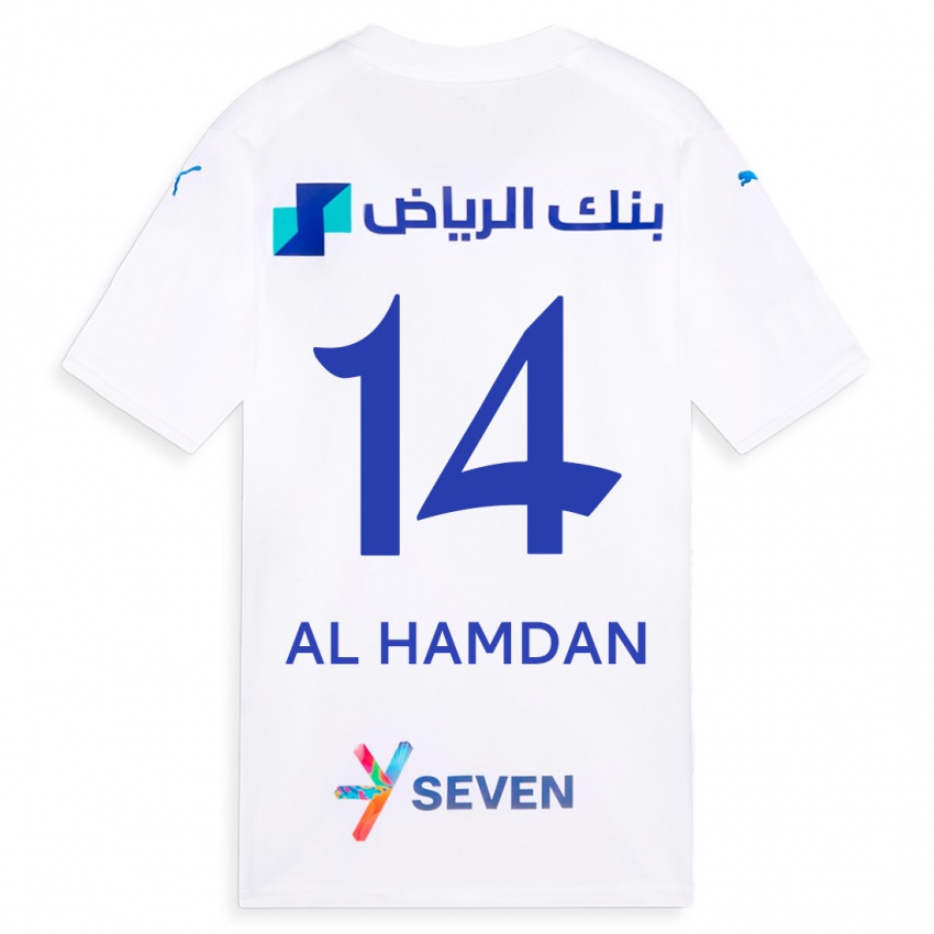 Miesten Abdullah Al-Hamdan #14 Valkoinen Vieraspaita 2023/24 Lyhythihainen Paita T-Paita