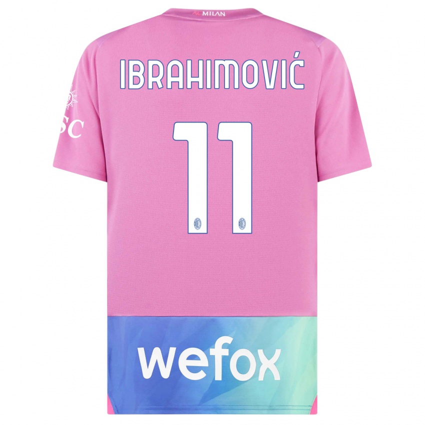 Miesten Zlatan Ibrahimovic #11 Vaaleanpunainen Violetti Kolmas Sarja 2023/24 Lyhythihainen Paita T-Paita