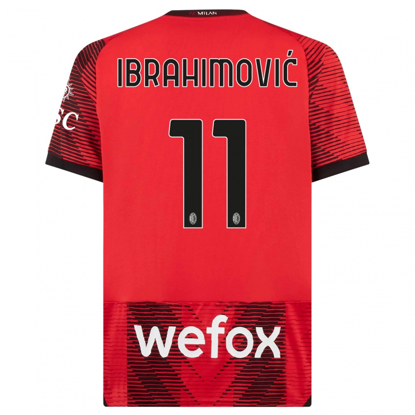 Naisten Zlatan Ibrahimovic #11 Punamusta Kotipaita 2023/24 Lyhythihainen Paita T-Paita