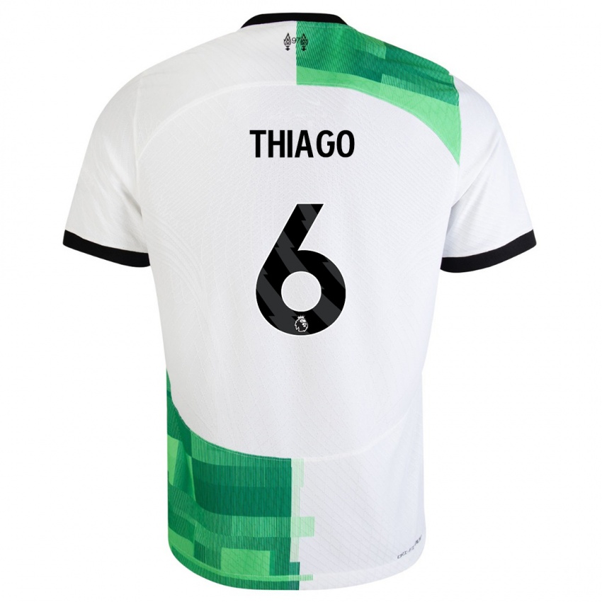 Naisten Thiago #6 Valkoinen Vihreä Vieraspaita 2023/24 Lyhythihainen Paita T-Paita