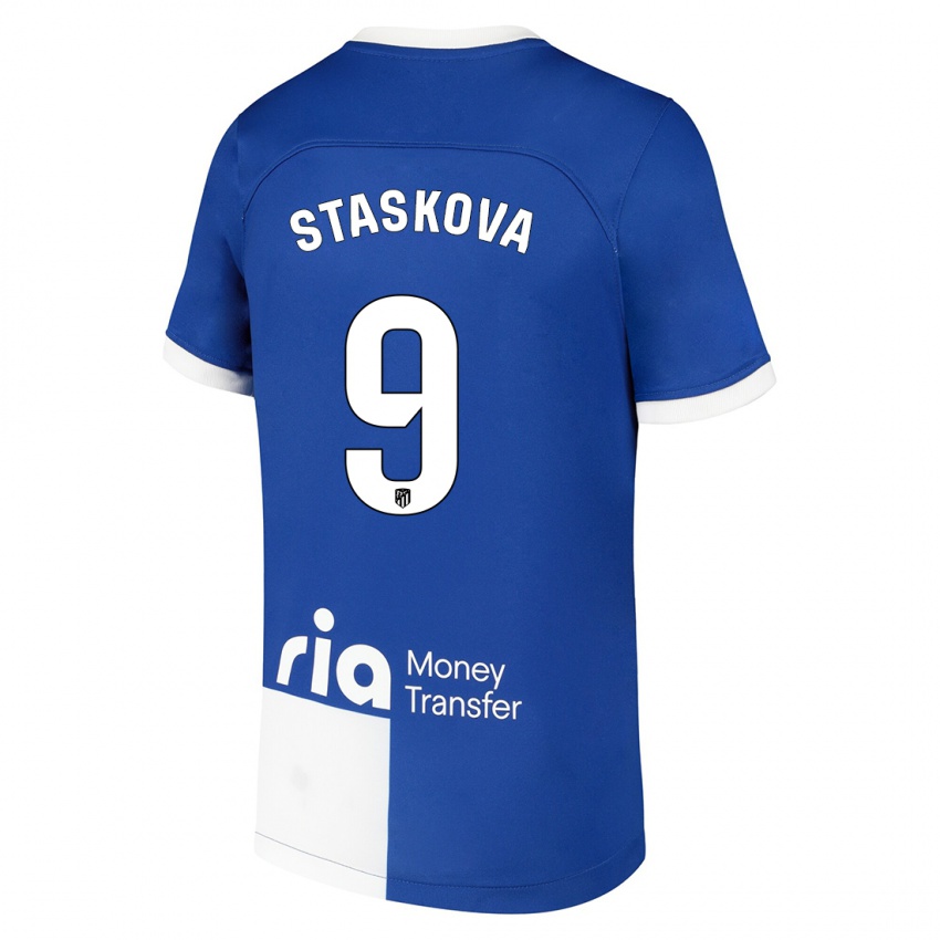 Naisten Andrea Staskova #9 Sinivalkoinen Vieraspaita 2023/24 Lyhythihainen Paita T-Paita