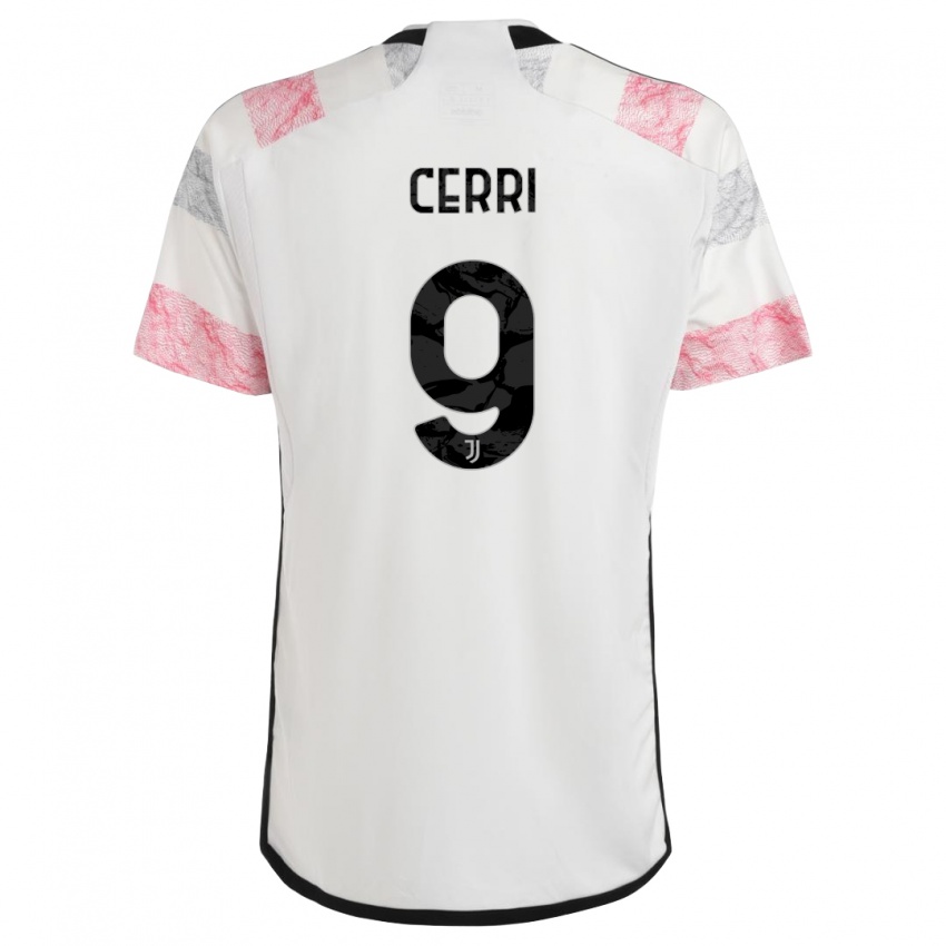 Naisten Leonardo Cerri #9 Valkoinen Pinkki Vieraspaita 2023/24 Lyhythihainen Paita T-Paita