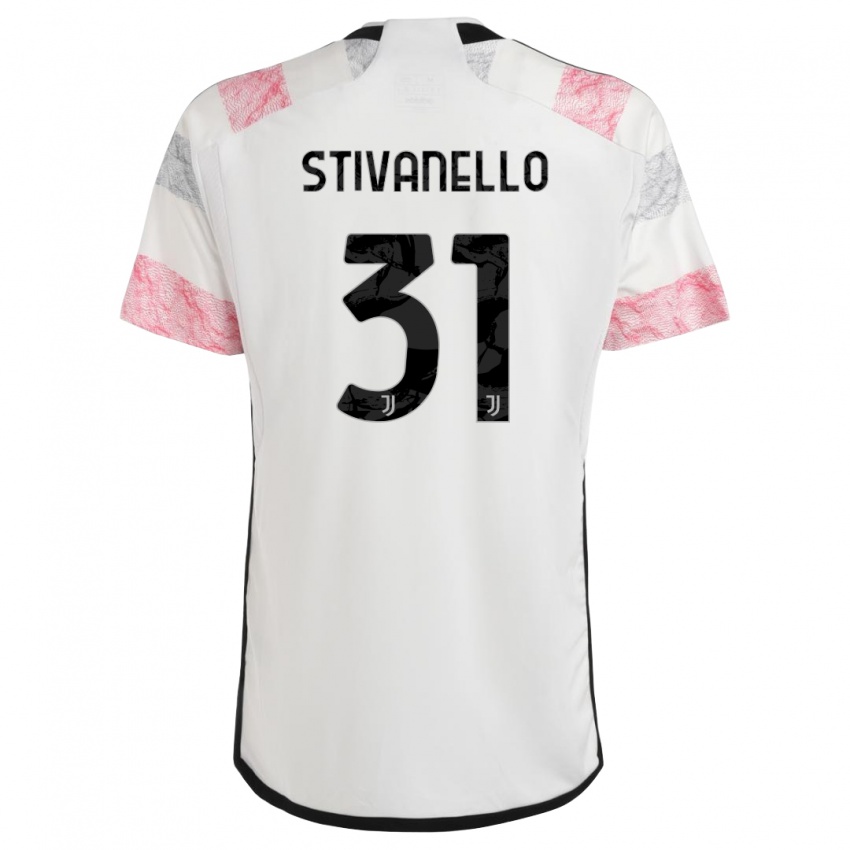 Naisten Riccardo Stivanello #31 Valkoinen Pinkki Vieraspaita 2023/24 Lyhythihainen Paita T-Paita