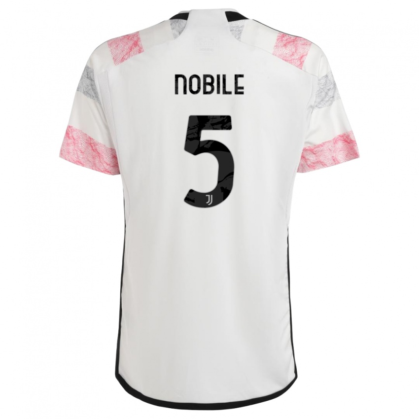 Naisten Riccardo Nobile #5 Valkoinen Pinkki Vieraspaita 2023/24 Lyhythihainen Paita T-Paita
