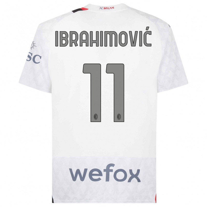 Naisten Zlatan Ibrahimovic #11 Valkoinen Vieraspaita 2023/24 Lyhythihainen Paita T-Paita
