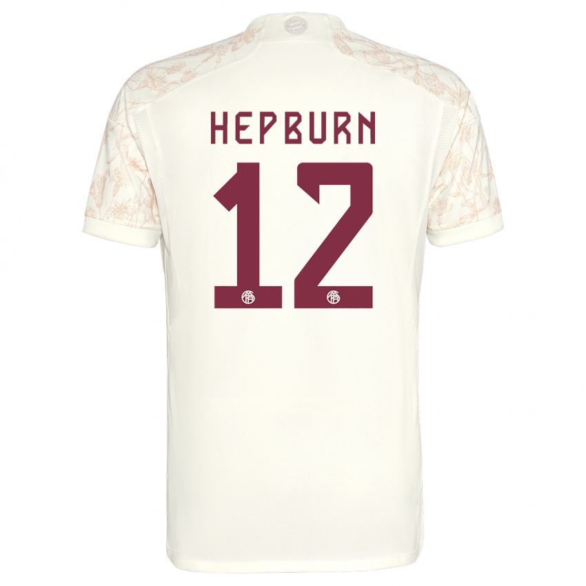 Naisten Barry Hepburn #12 Luonnonvalkoinen Kolmas Sarja 2023/24 Lyhythihainen Paita T-Paita